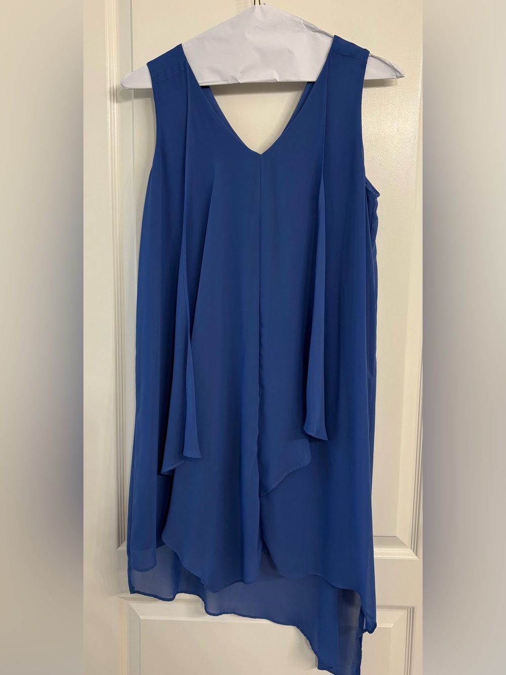 Gorgeous Chico's Royal Blue Asymmetrical Layered Chiffon Dress - Size 10